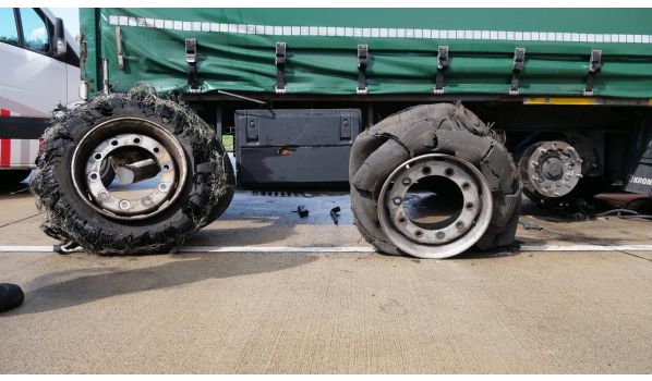 41515 Grevenbroich, Wymiana opony ciężarówki w rozmiarze 385/65 R22.5 na parkingu